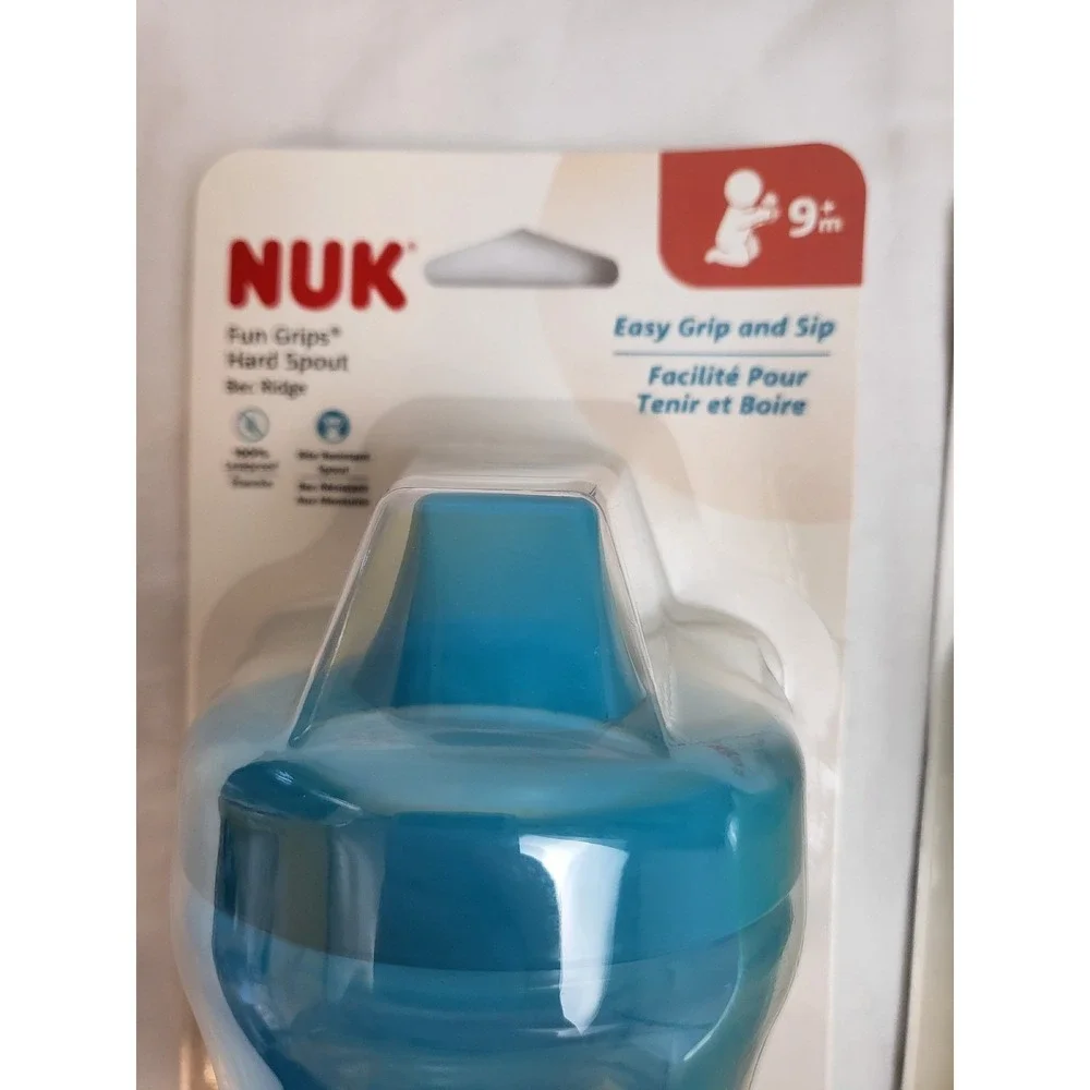 NUK Fun Grips Easy Grip and Sip Hard Spout Sippy Cup‎ 10 oz  Blue Green Lot of 2